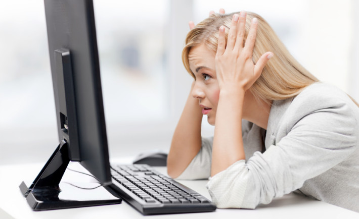 stressed woman with computer